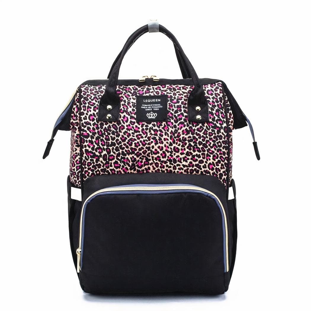 Sac à langer bébé avec imprimé léopard - rose