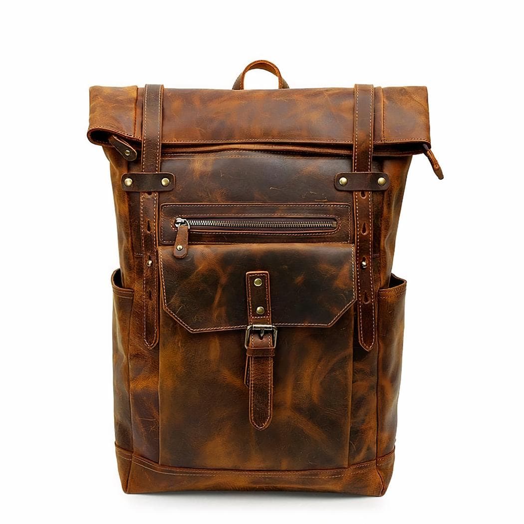 Sac à dos de vélo en cuir - marron