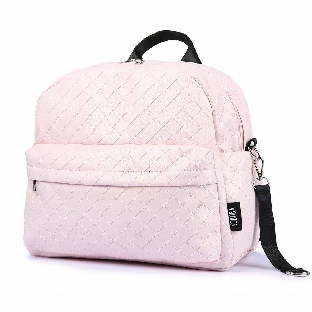 Sac à langer rose ou noir à carreaux pour parents - rose