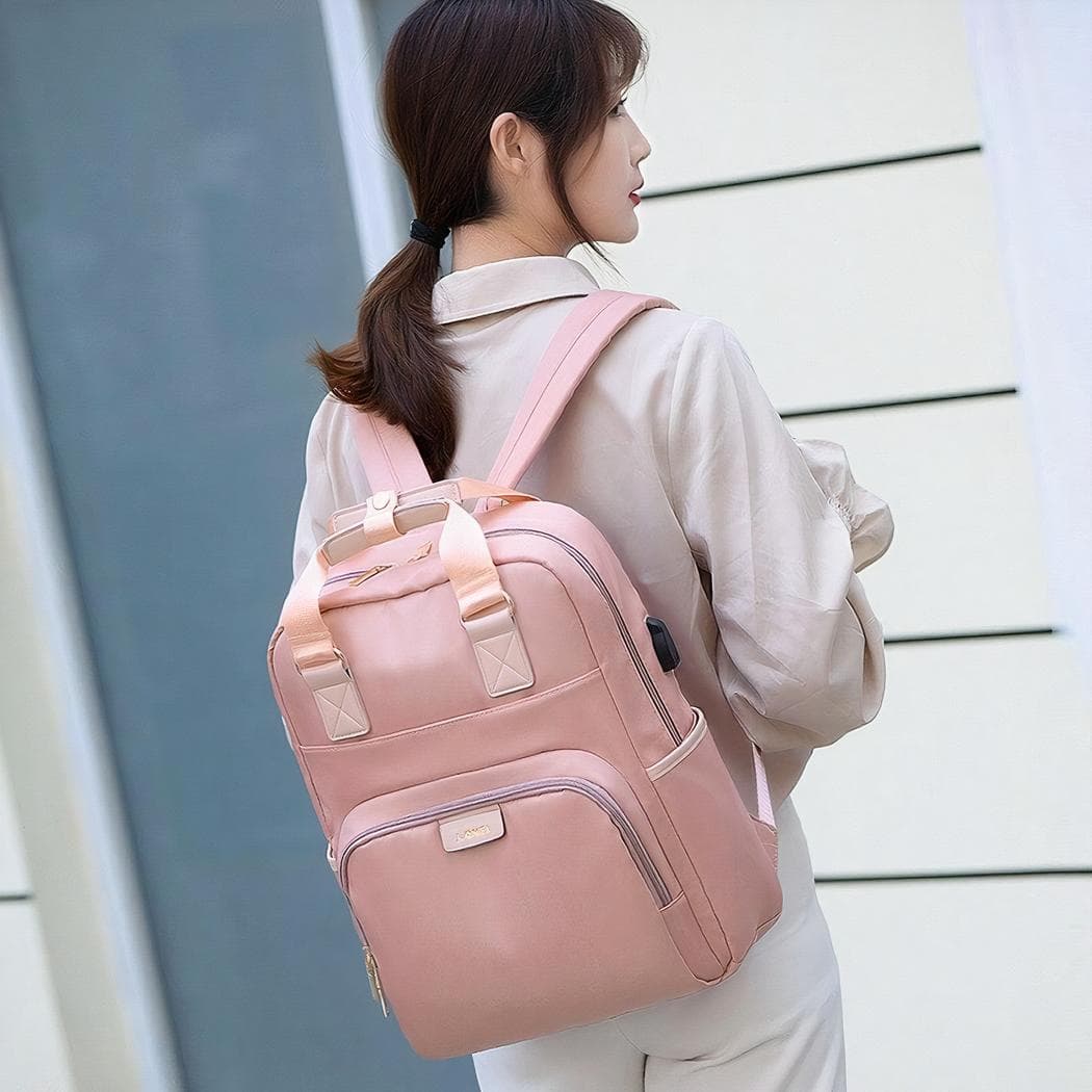 Sac à dos ordinateur femme style urbain - rose,m