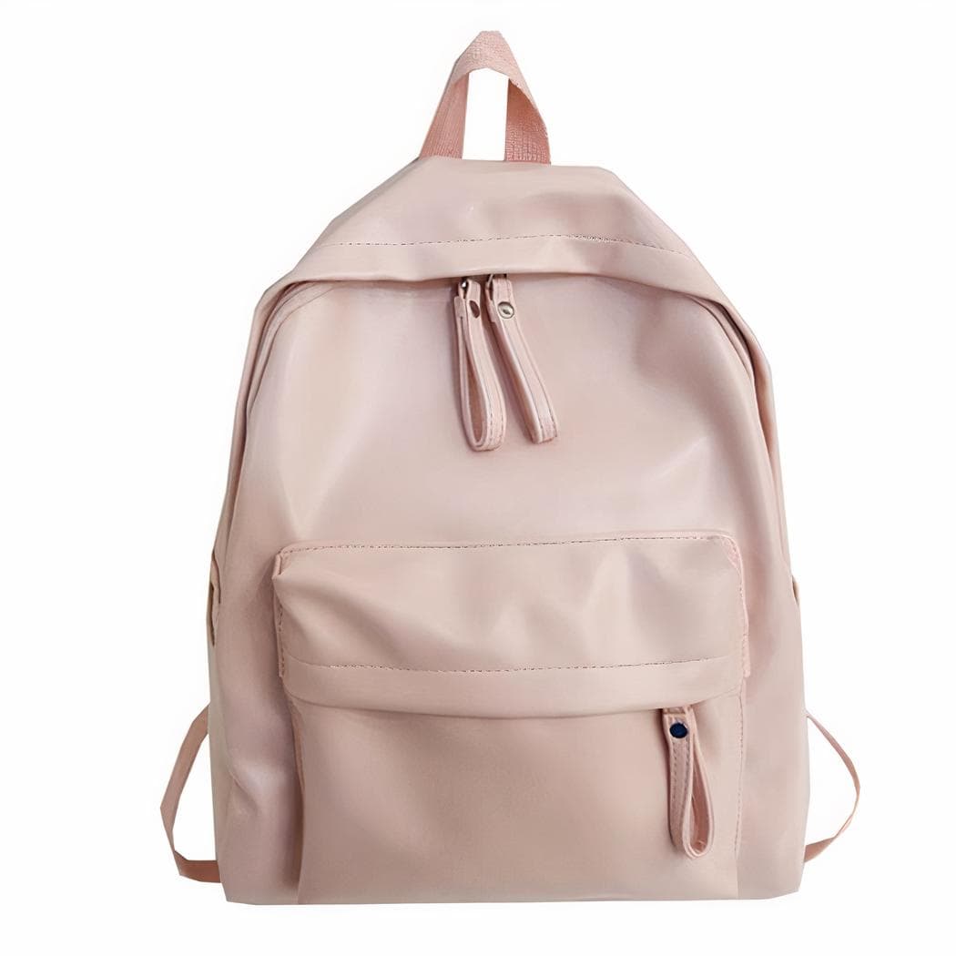 Sac à dos femme style preppy en similicuir - rose