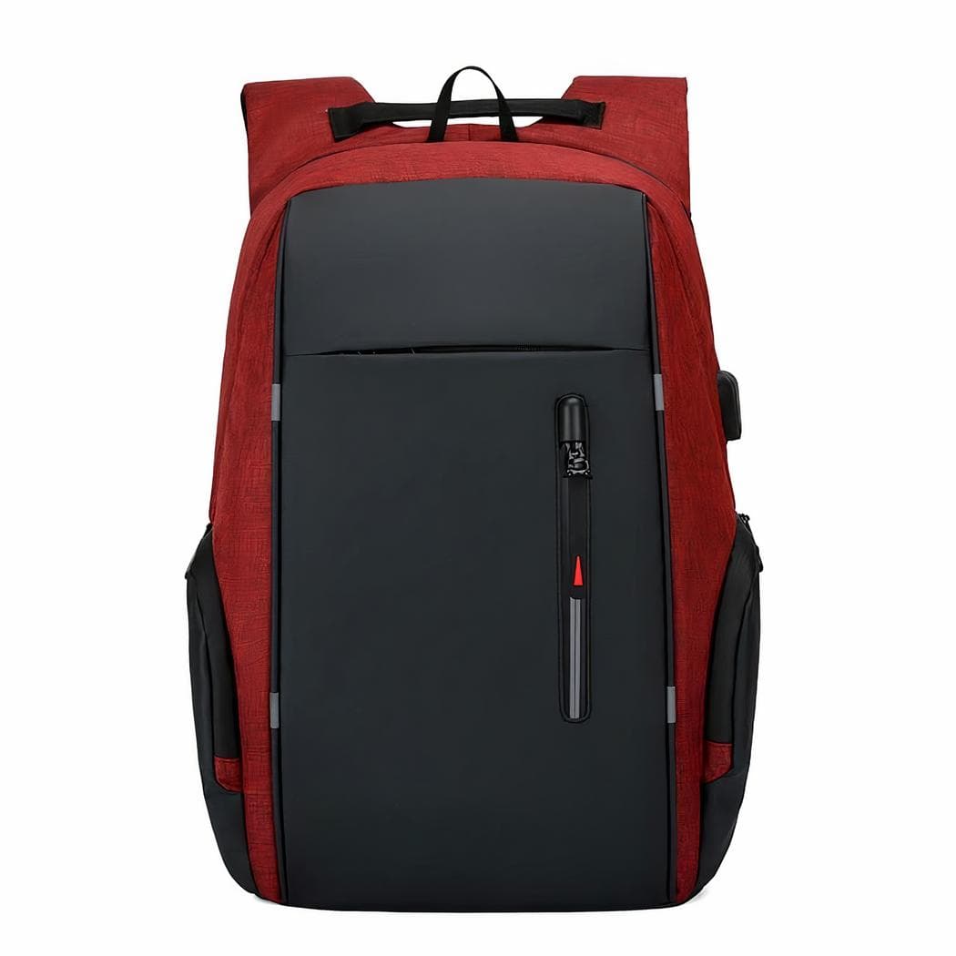 Sac à dos décontracté avec chargeur USB et poche pour ordinateur - rouge