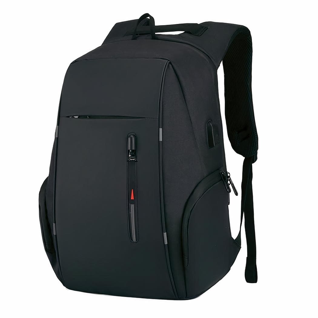 Sac à dos décontracté avec chargeur USB et poche pour ordinateur - noir