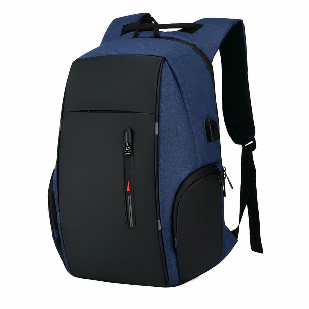 Sac à dos décontracté avec chargeur USB et poche pour ordinateur - bleu
