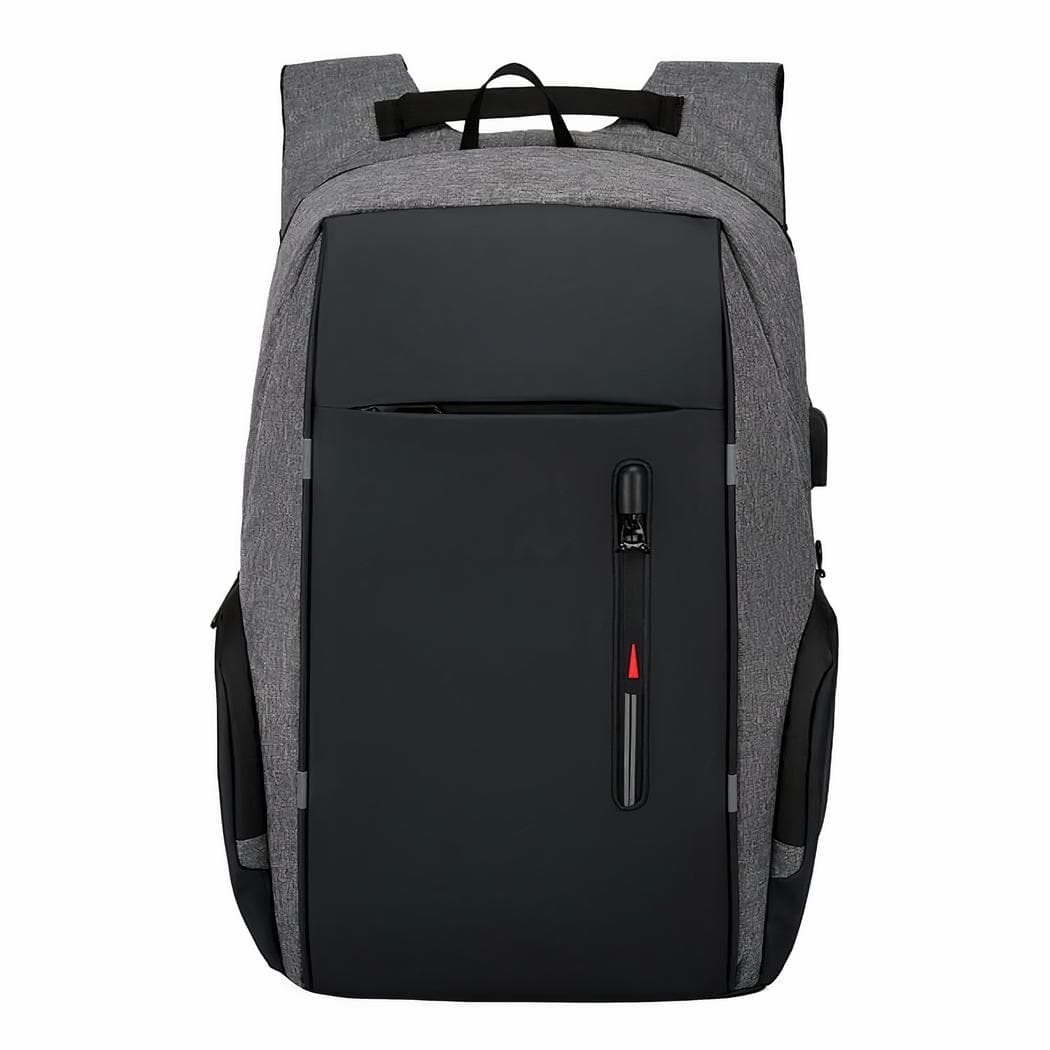 Sac à dos décontracté avec chargeur USB et poche pour ordinateur - gris
