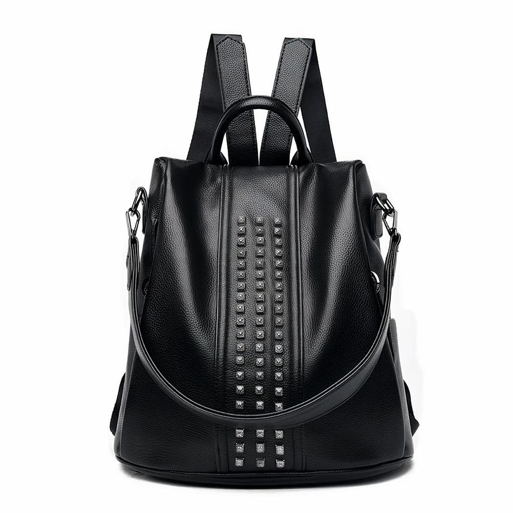 Sac à dos d'ordinateur élégant en cuir végan pour femme - noir