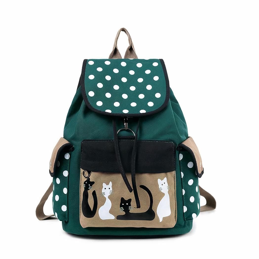 Sac à dos avec chats pour enfants - vert