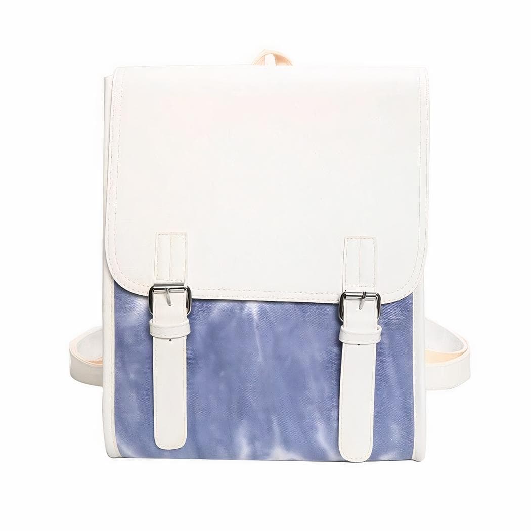 Grand sac à dos en similicuir pour femme - bleu