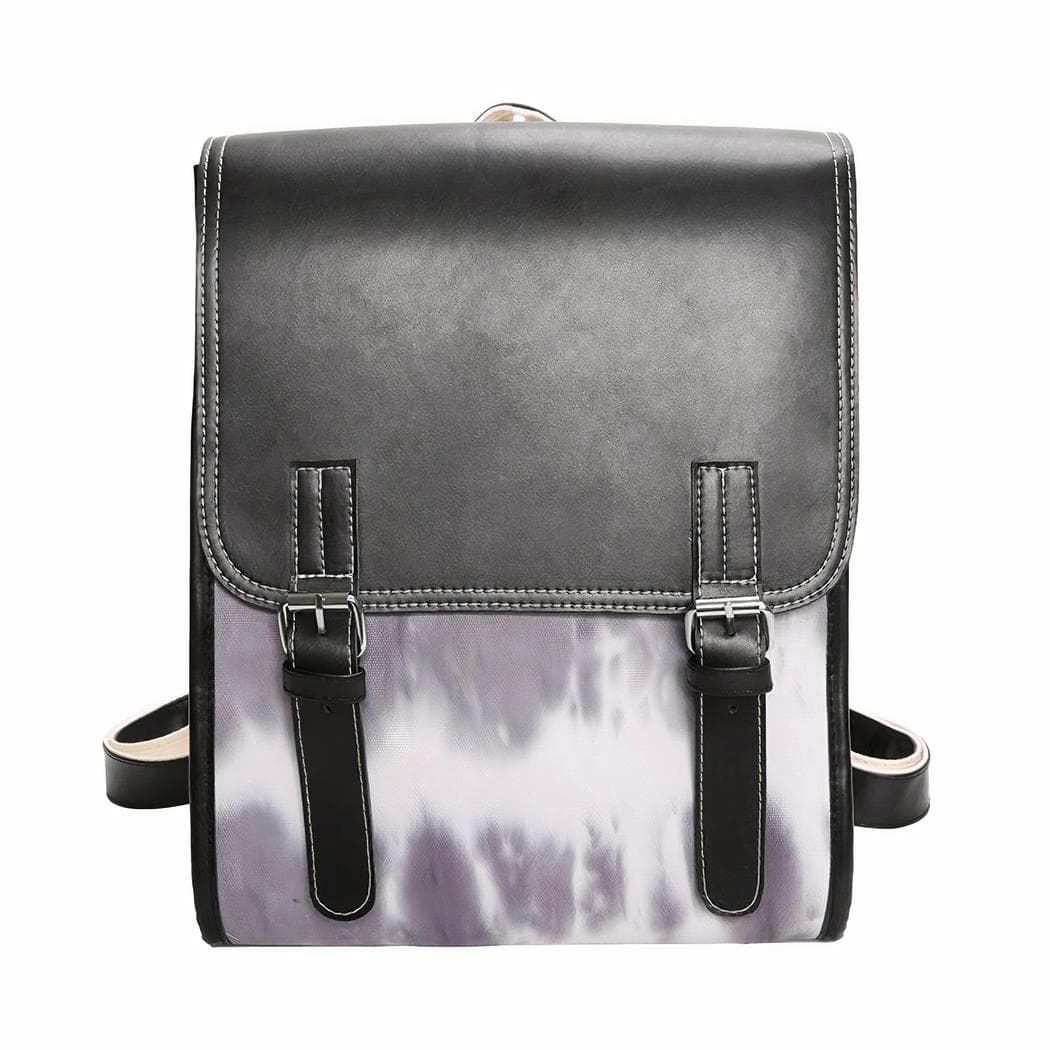 Grand sac à dos en similicuir pour femme - noir