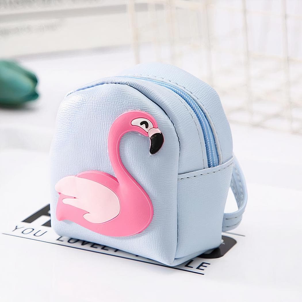 Mini sac à dos femme motif flamant rose - bleu