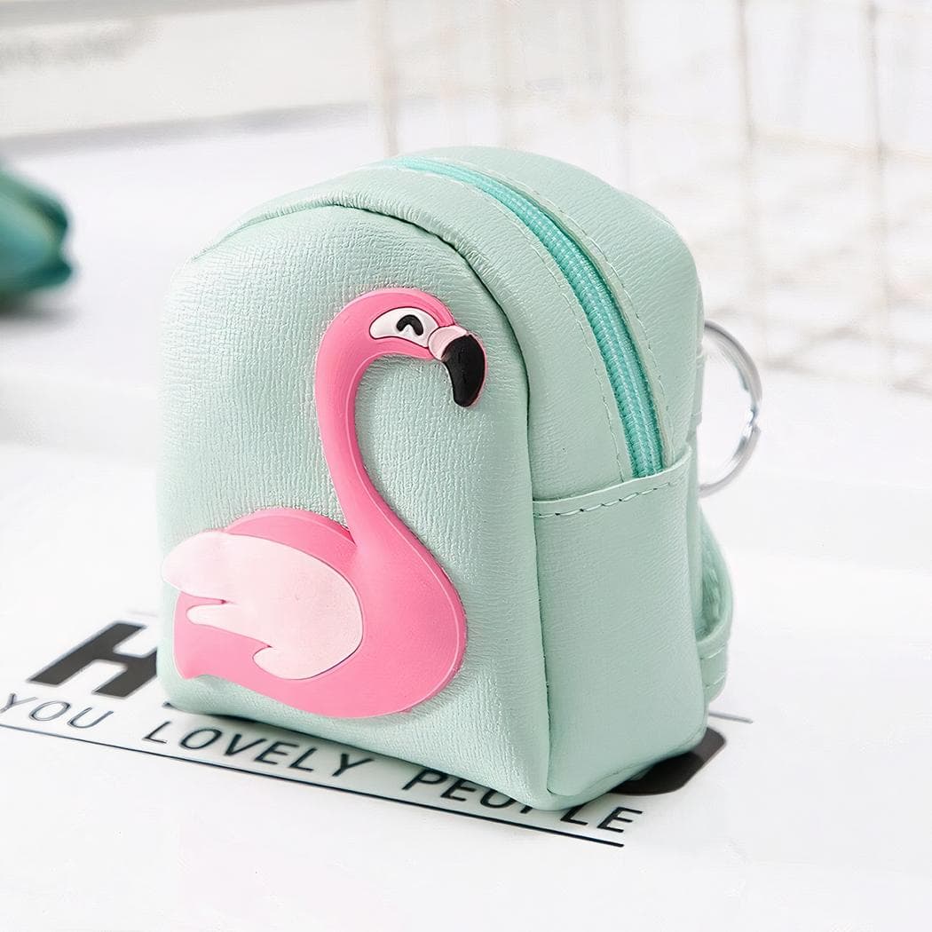 Mini sac à dos femme motif flamant rose - vert