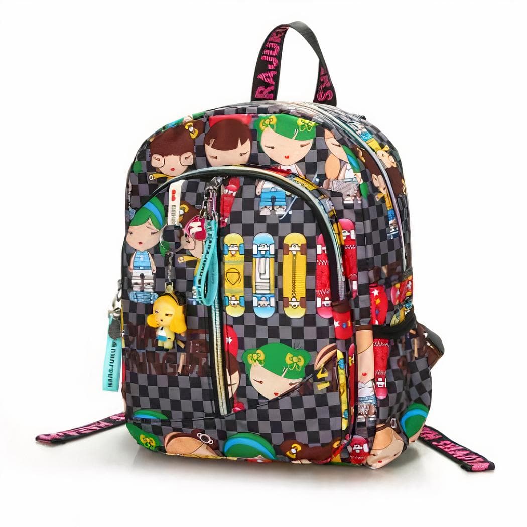 Sac à dos fille imprimé de dessins animés - gris