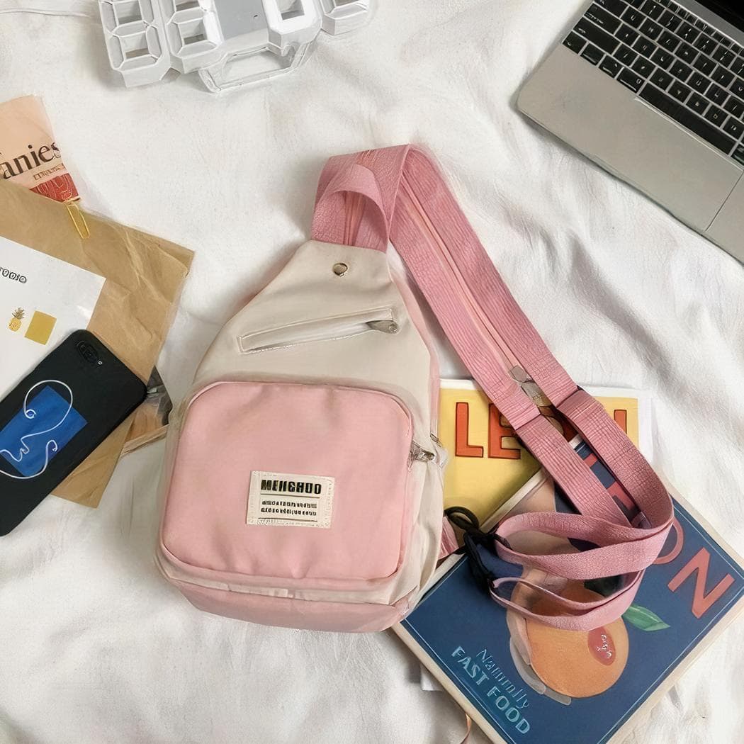 Mini sac à dos jeune fille en toile - rose