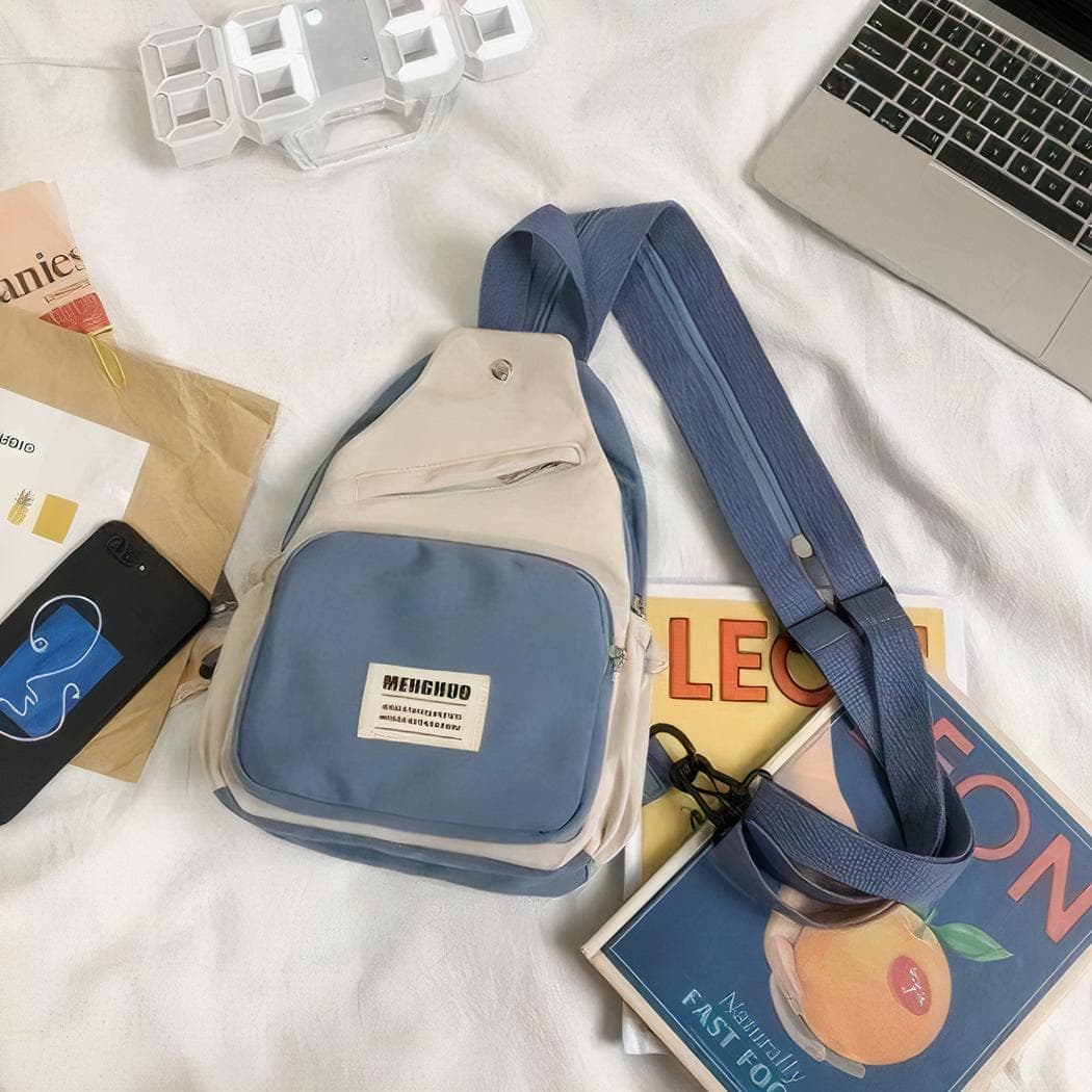 Mini sac à dos jeune fille en toile - bleu