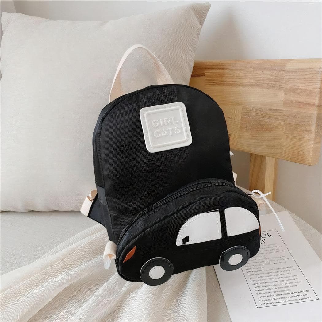 Sac à dos enfant avec poche en forme de voiture - noir