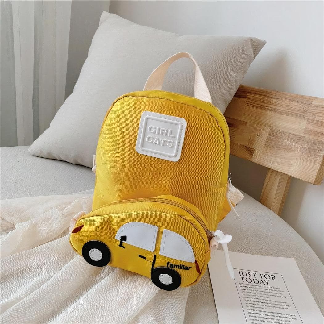 Sac à dos enfant avec poche en forme de voiture - jaune