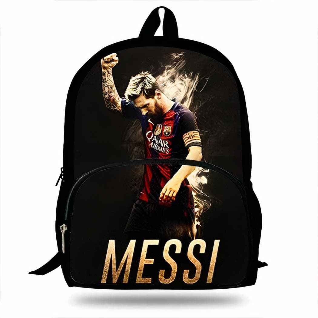 Sac à dos enfant imprimé Messi - marron