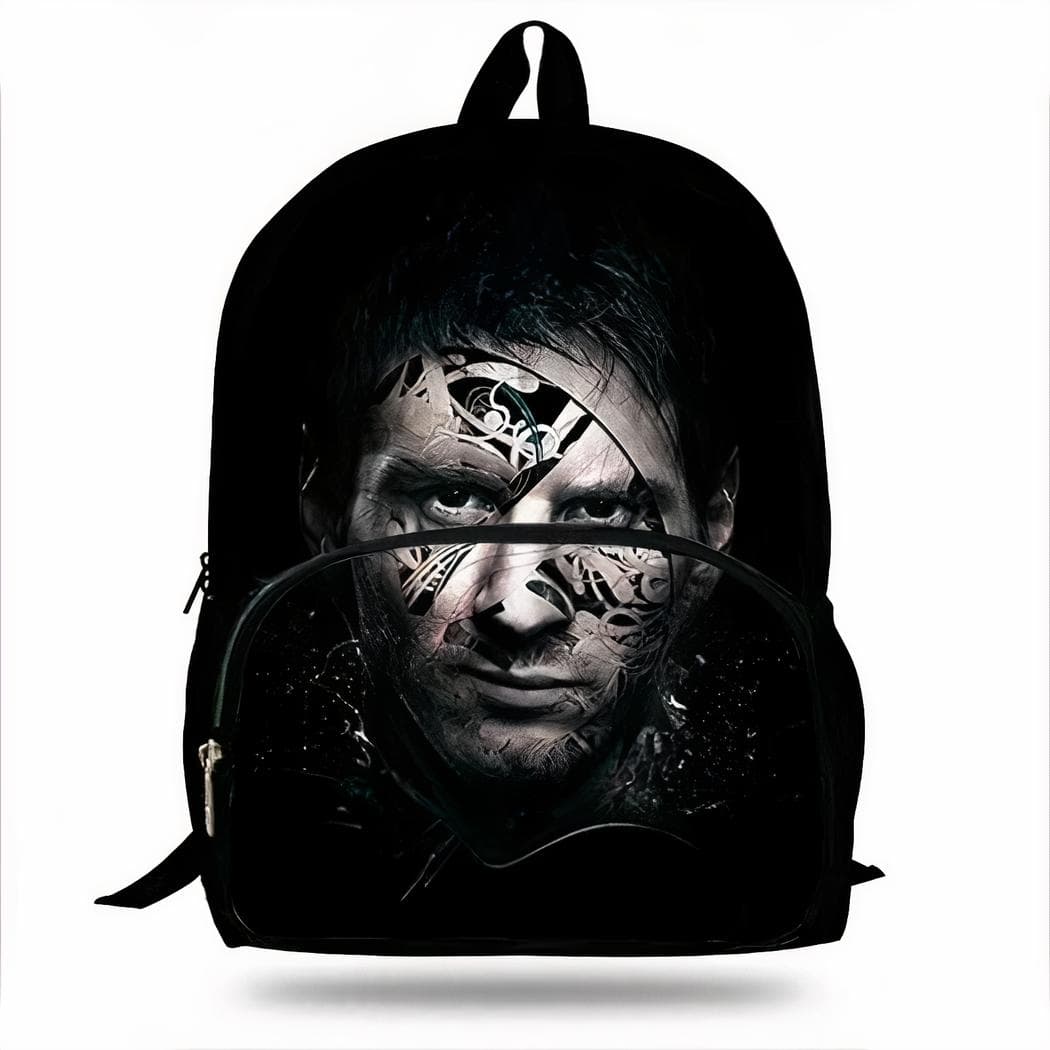 Sac à dos enfant imprimé Messi - noir
