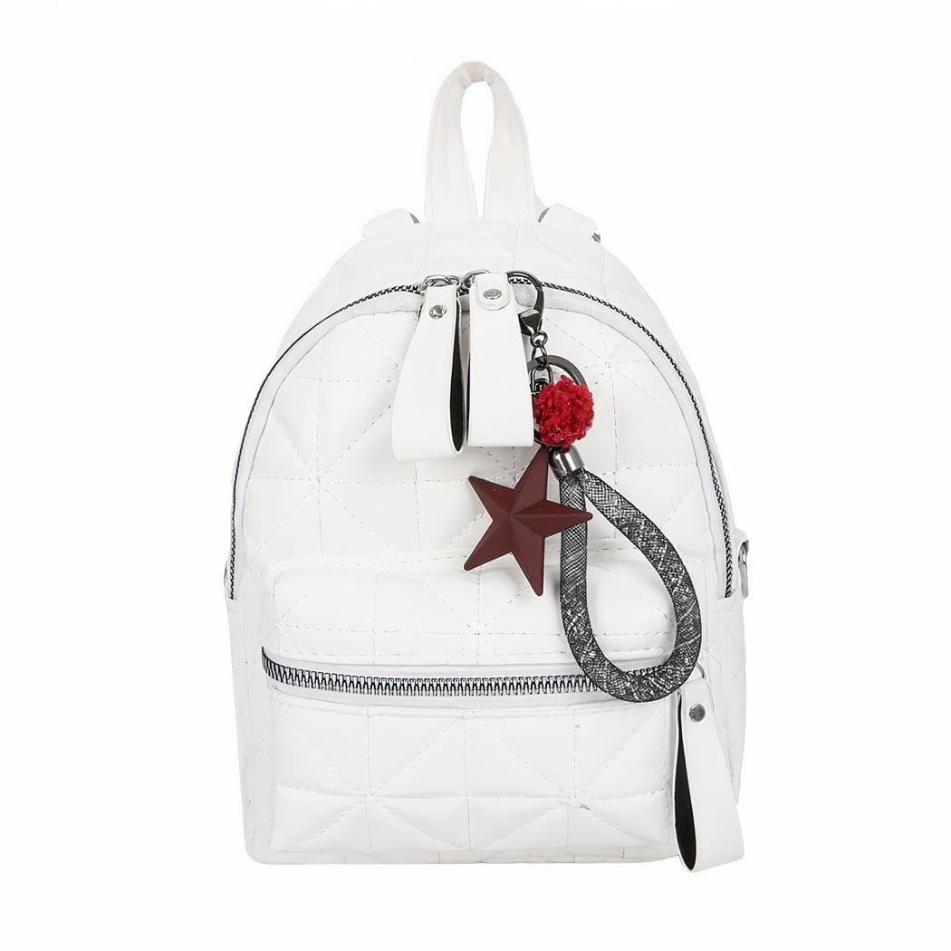 Mini sac à dos en imitation cuir uni à bandoulière - blanc