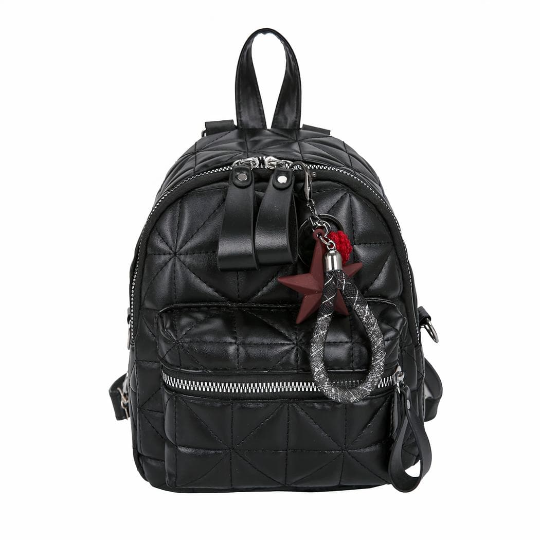 Mini sac à dos en imitation cuir uni à bandoulière - noir