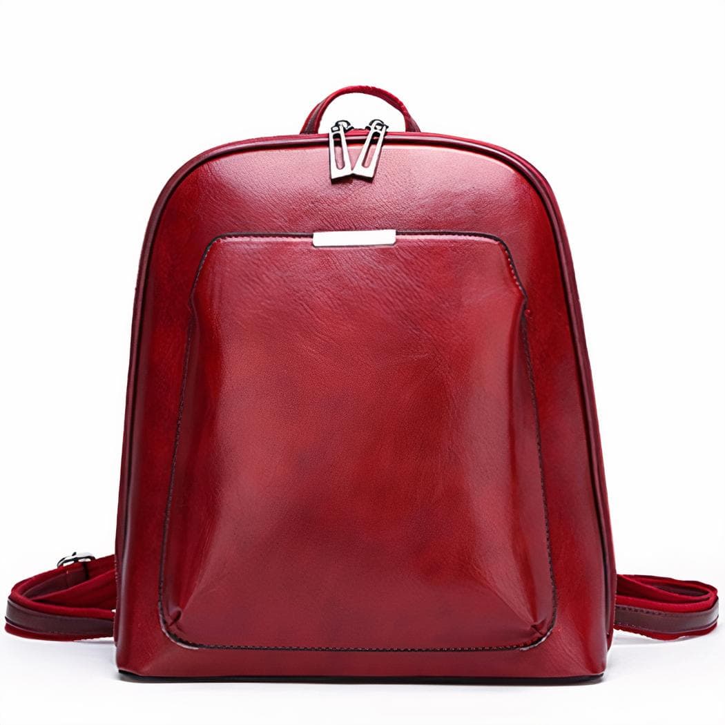 Petit sac à dos vintage en similicuir uni - rouge