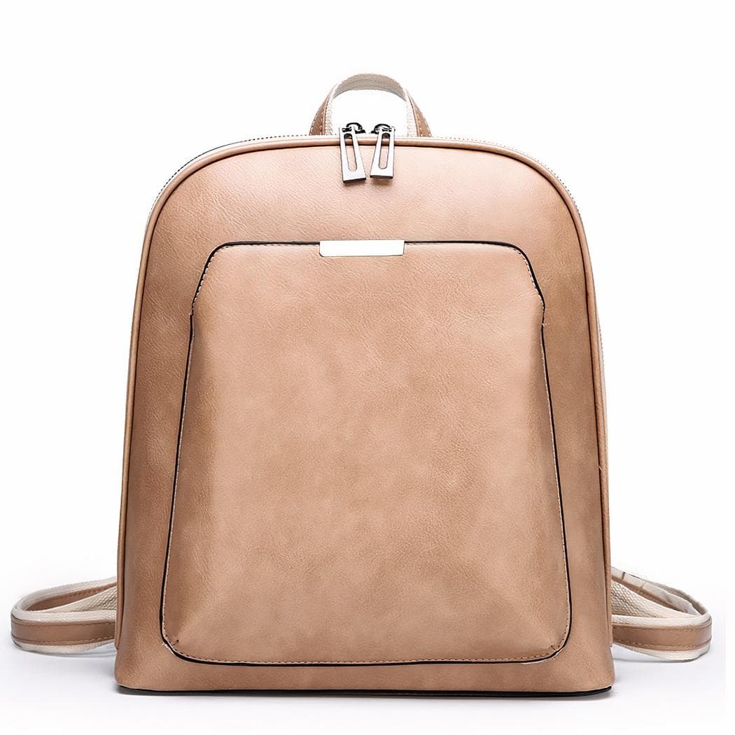 Petit sac à dos vintage en similicuir uni - gris