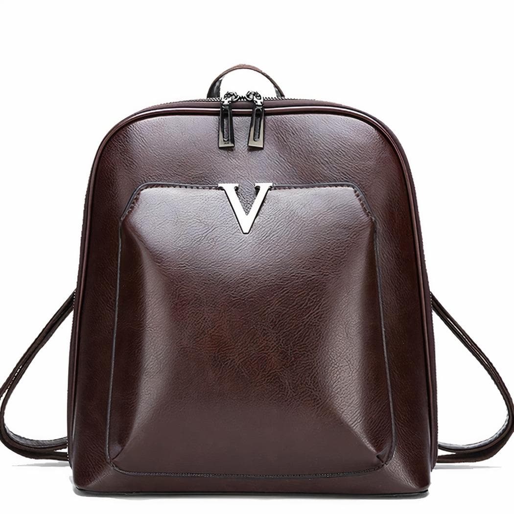 Petit sac à dos vintage V - marron