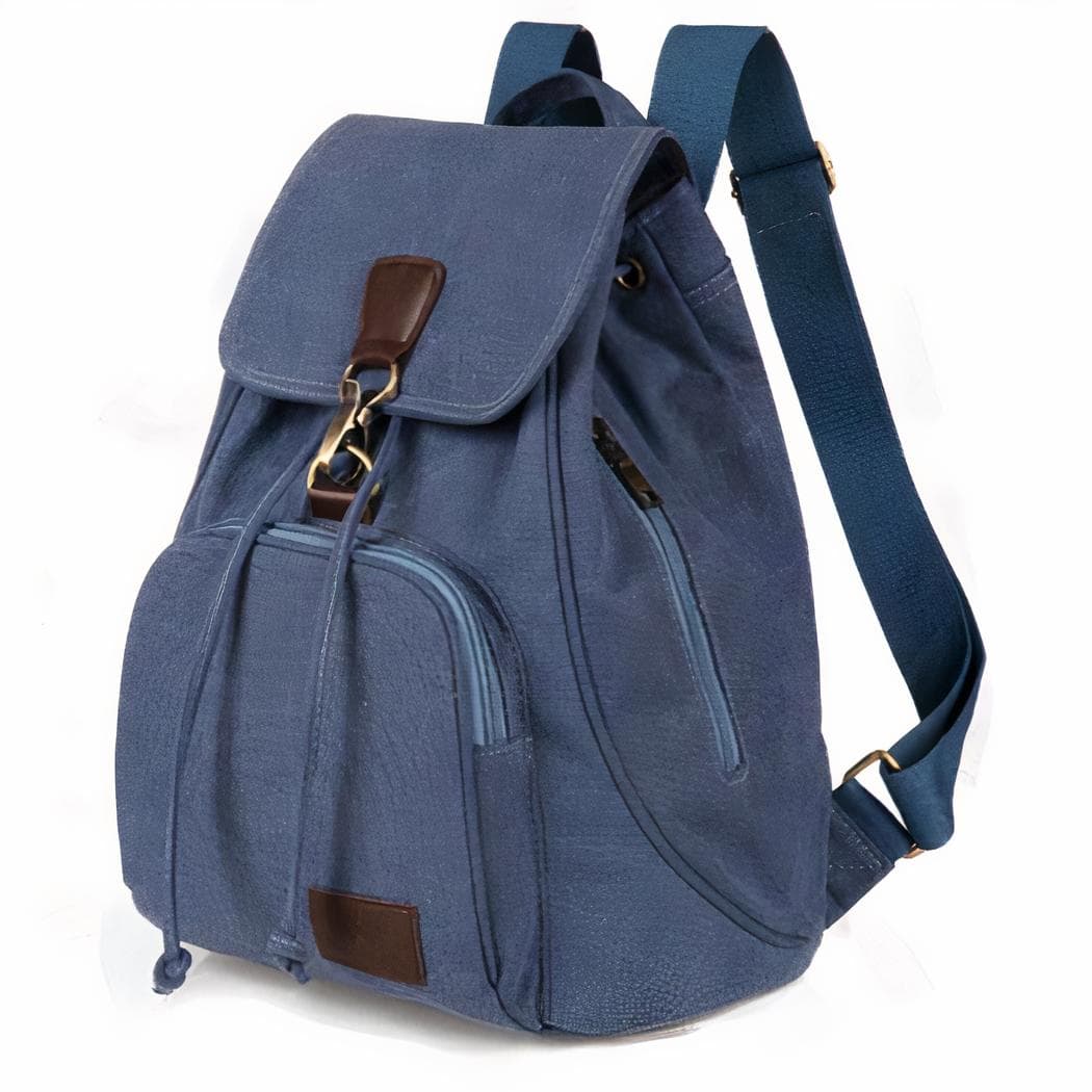 Sac à dos style vintage en toile - bleu