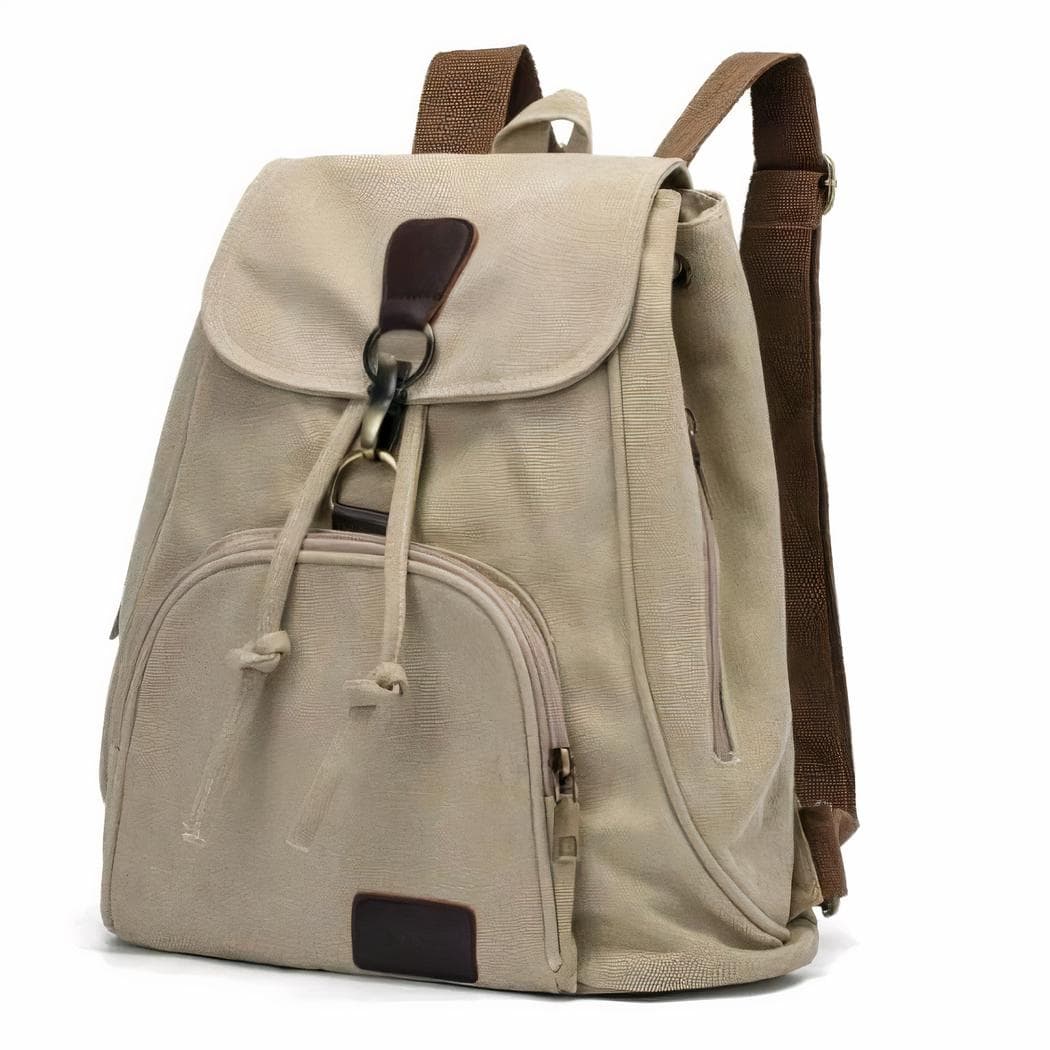Sac à dos style vintage en toile - blanc