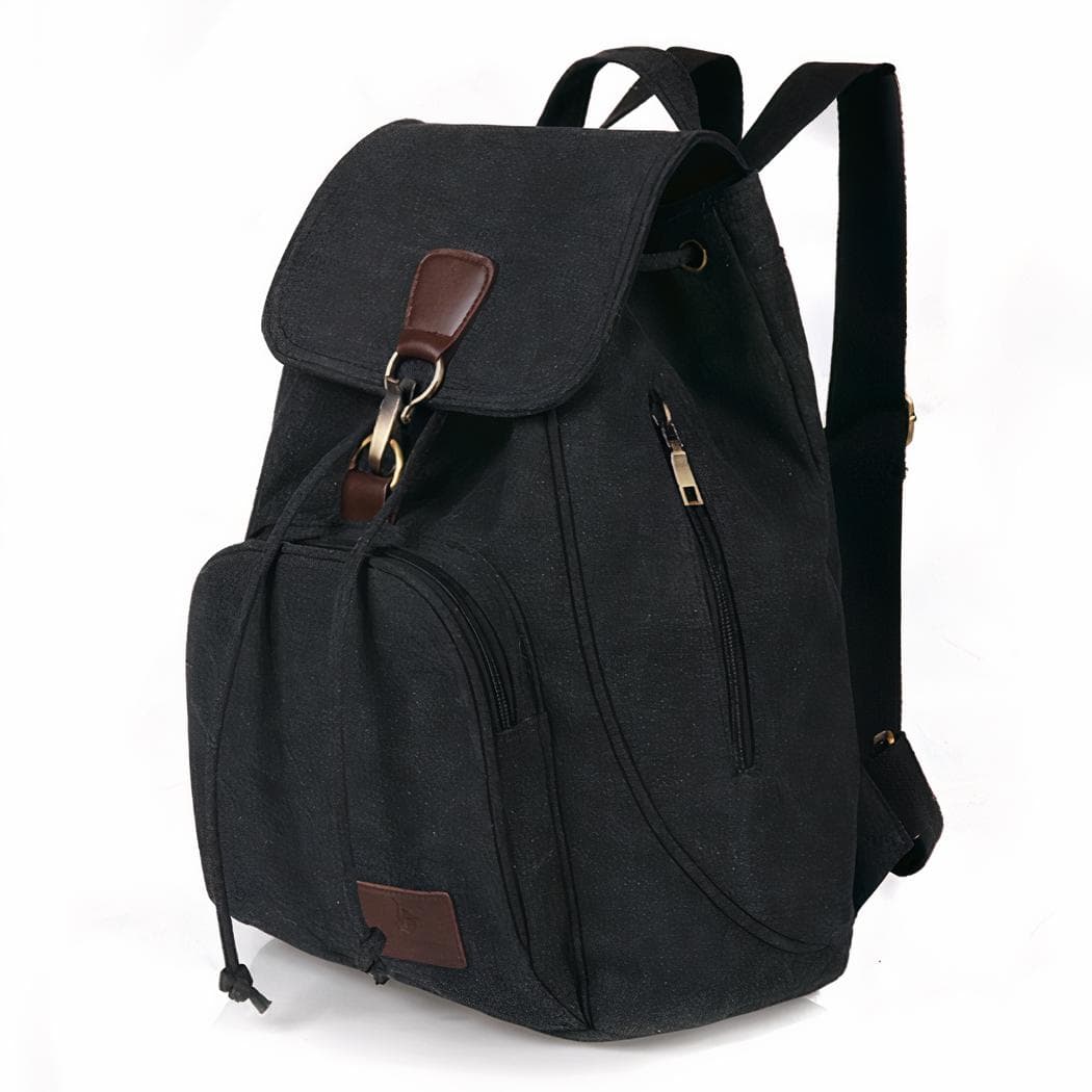 Sac à dos style vintage en toile - noir