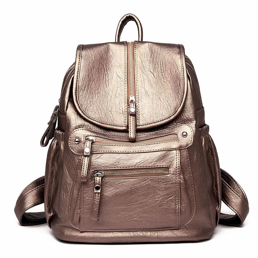Sac à dos vintage fermeture éclair similicuir - rose