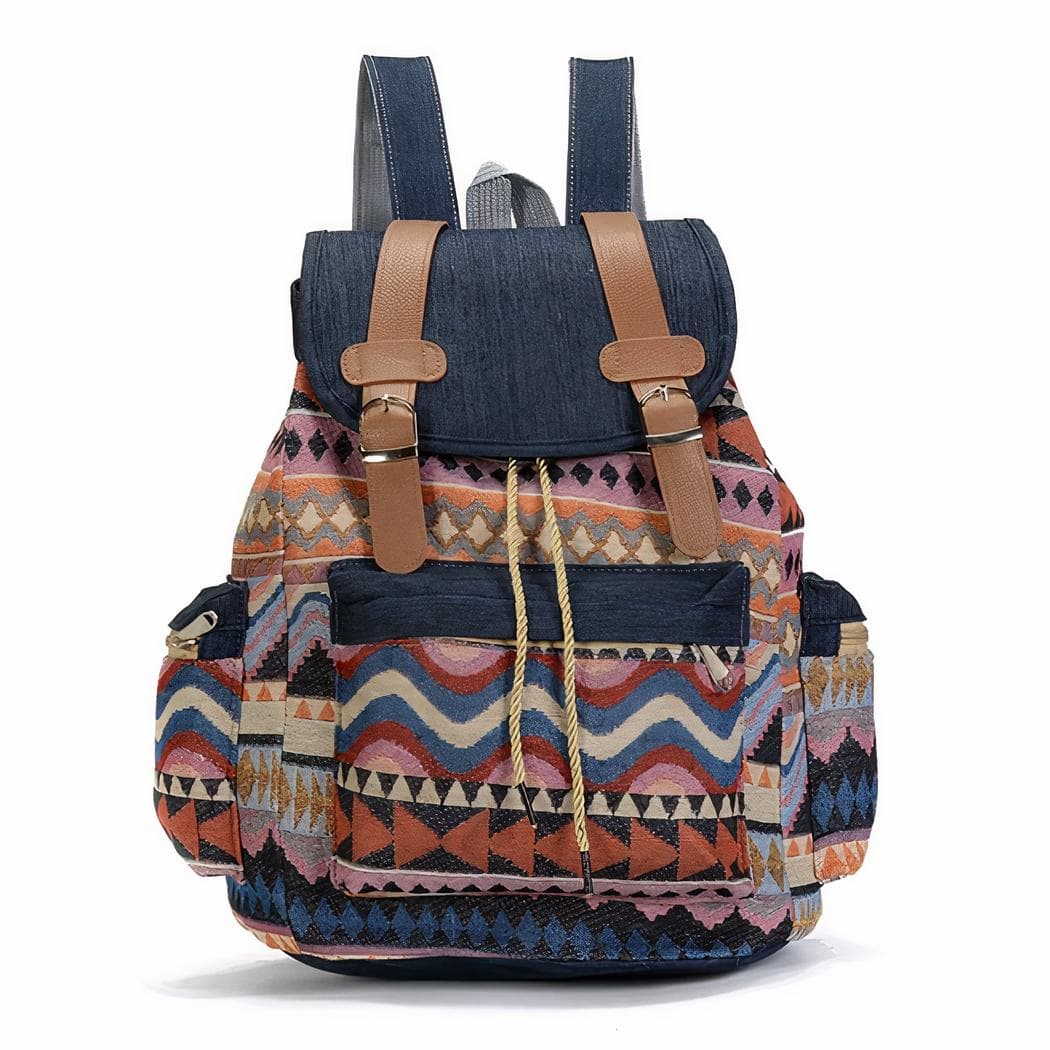 Sac à dos vintage ethnique - bleu