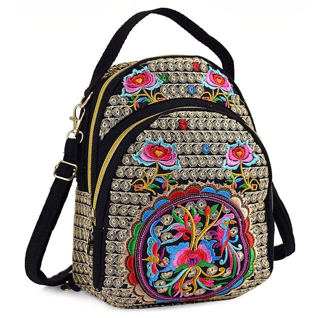 Sac à dos vintage brodé - multicolore