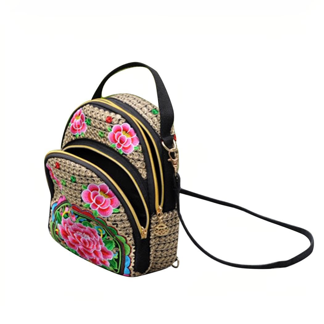 Sac à dos vintage brodé - rose