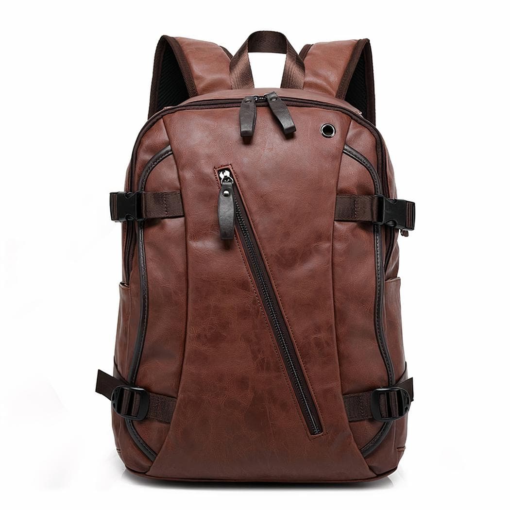 Sac à dos vintage en simili cuir pour homme - marron