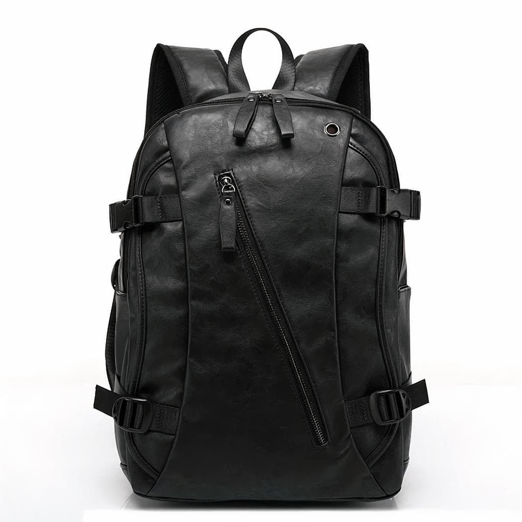 Sac à dos vintage en simili cuir pour homme - noir