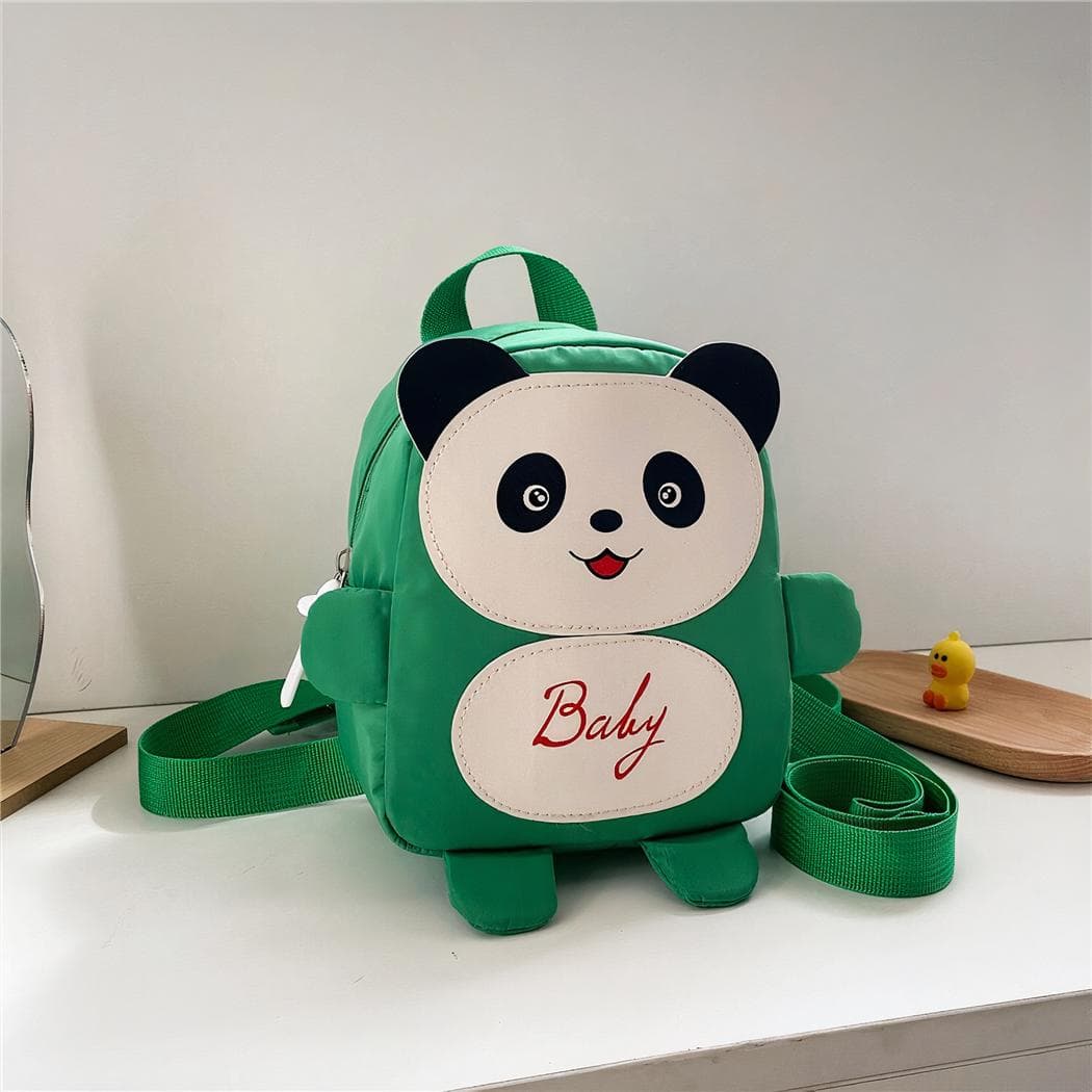 Petit sac à dos d'écolier panda - vert