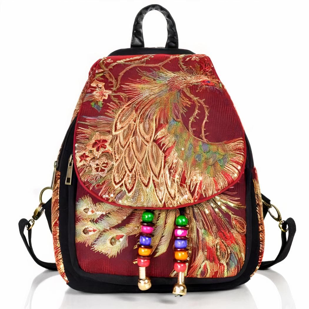 Sac à dos vintage femme à paillettes - marron