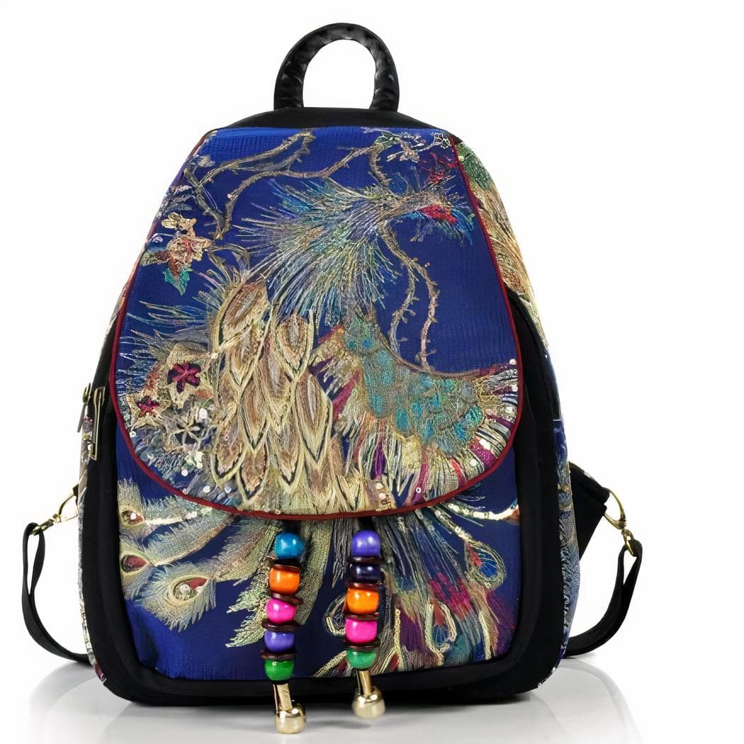 Sac à dos vintage femme à paillettes - bleu