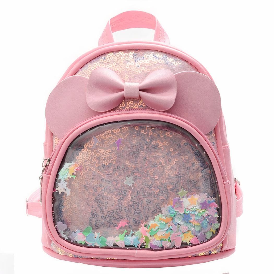 Petit sac à dos fille avec nœud - rose-fonce