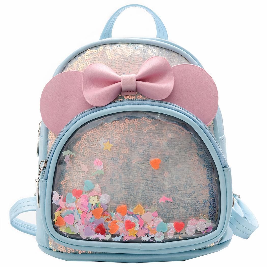 Petit sac à dos fille avec nœud - bleu