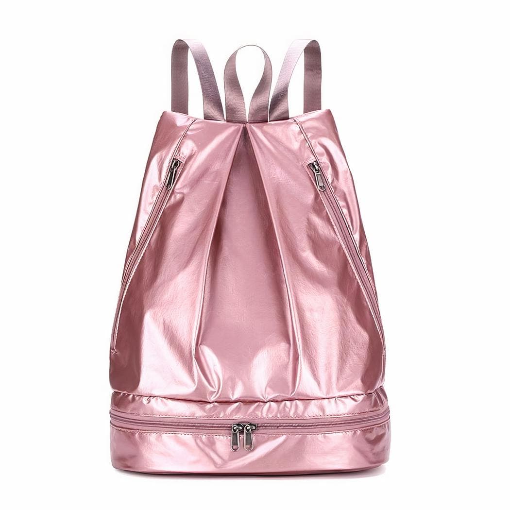 Sac à dos de sport imperméable irisé pour femmes - rose