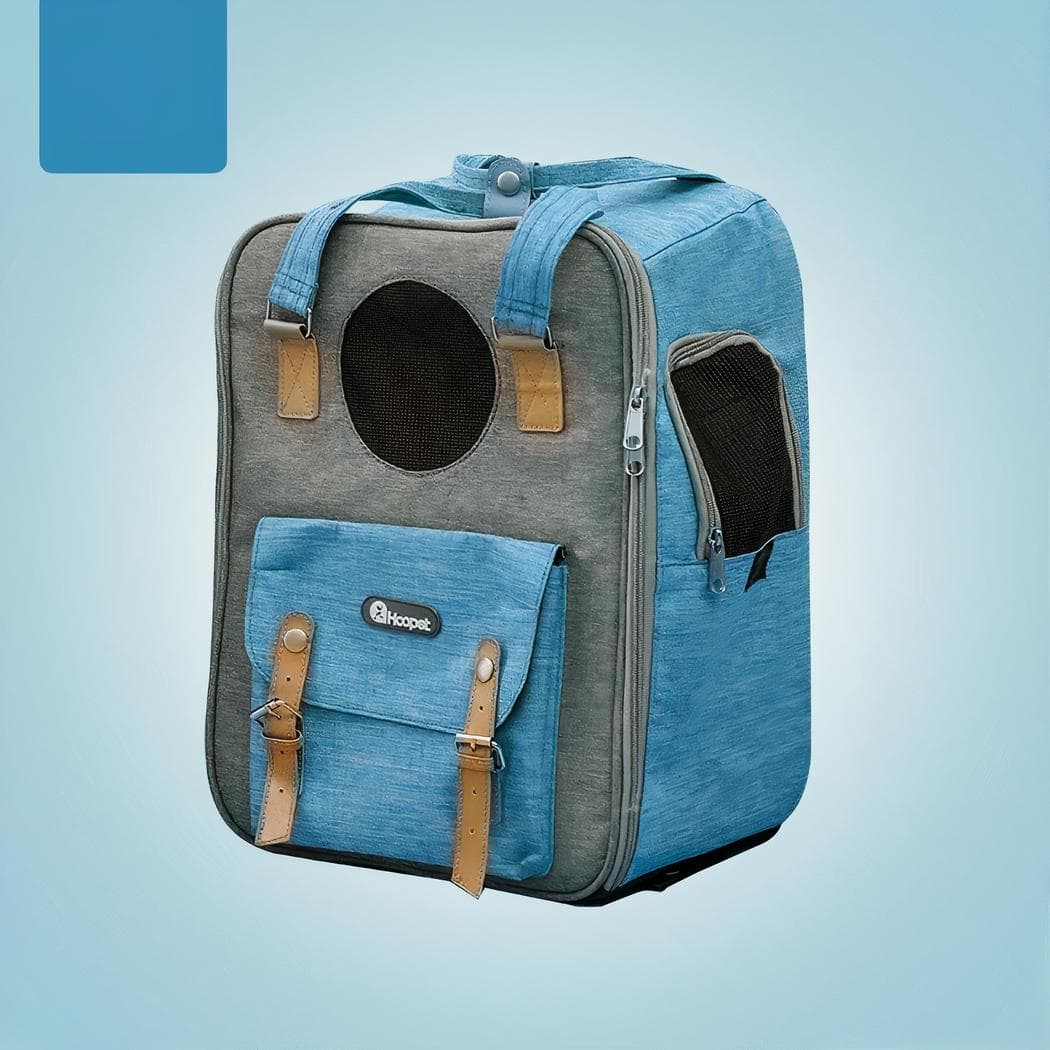 Sac à dos transport chat avec poche - bleu