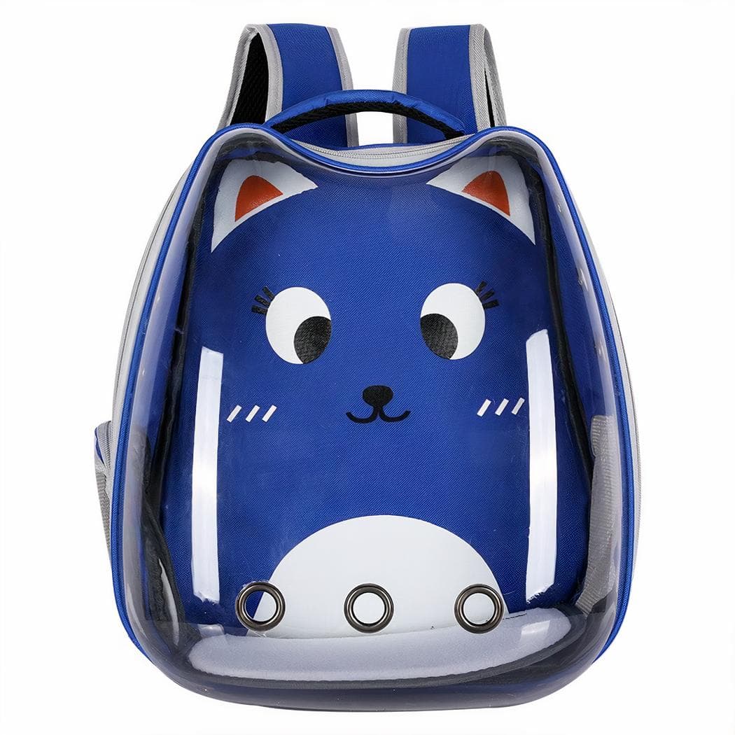 Sac à dos transparent motif dessin animé pour chat - bleu-fonce