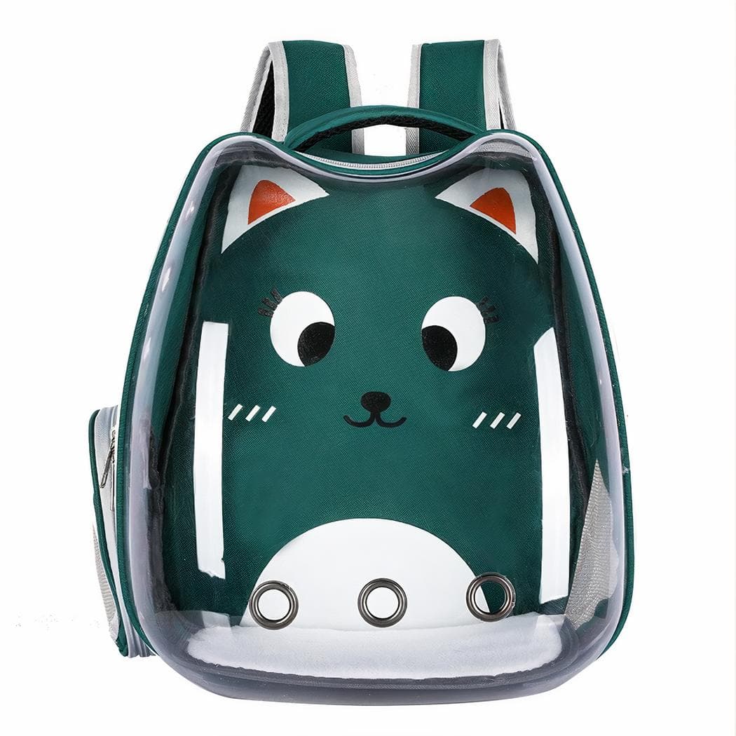 Sac à dos transparent motif dessin animé pour chat - vert