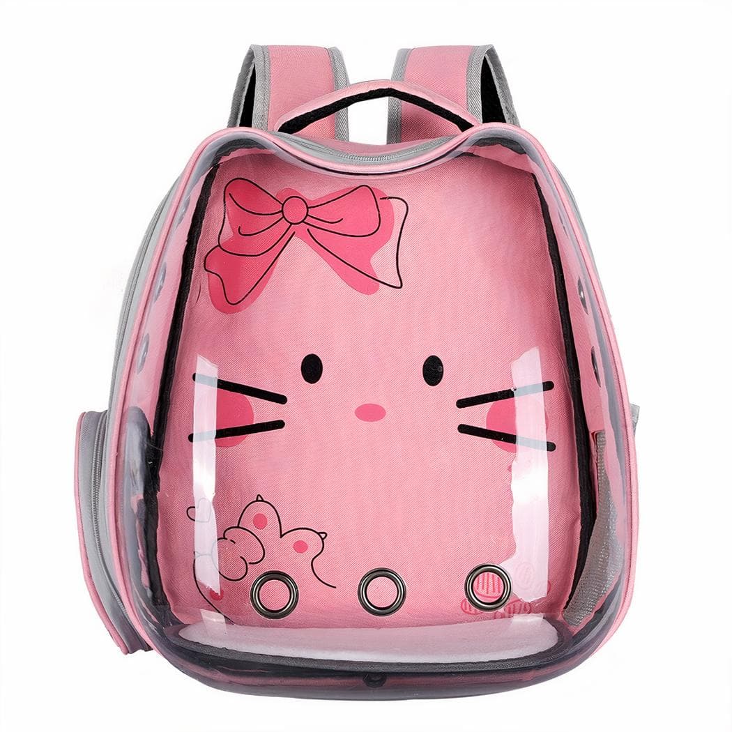 Sac à dos transparent motif dessin animé pour chat - rose