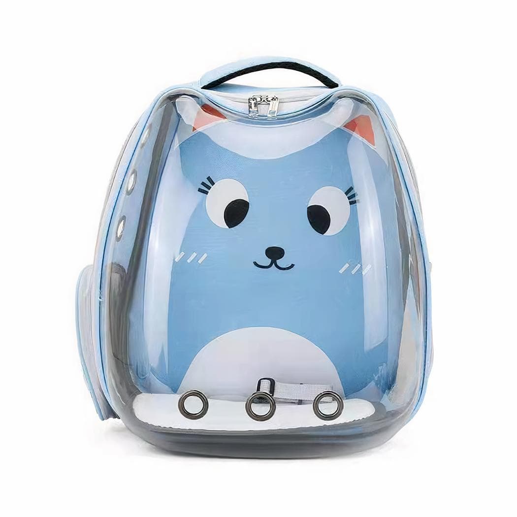 Sac à dos transparent motif dessin animé pour chat - bleu