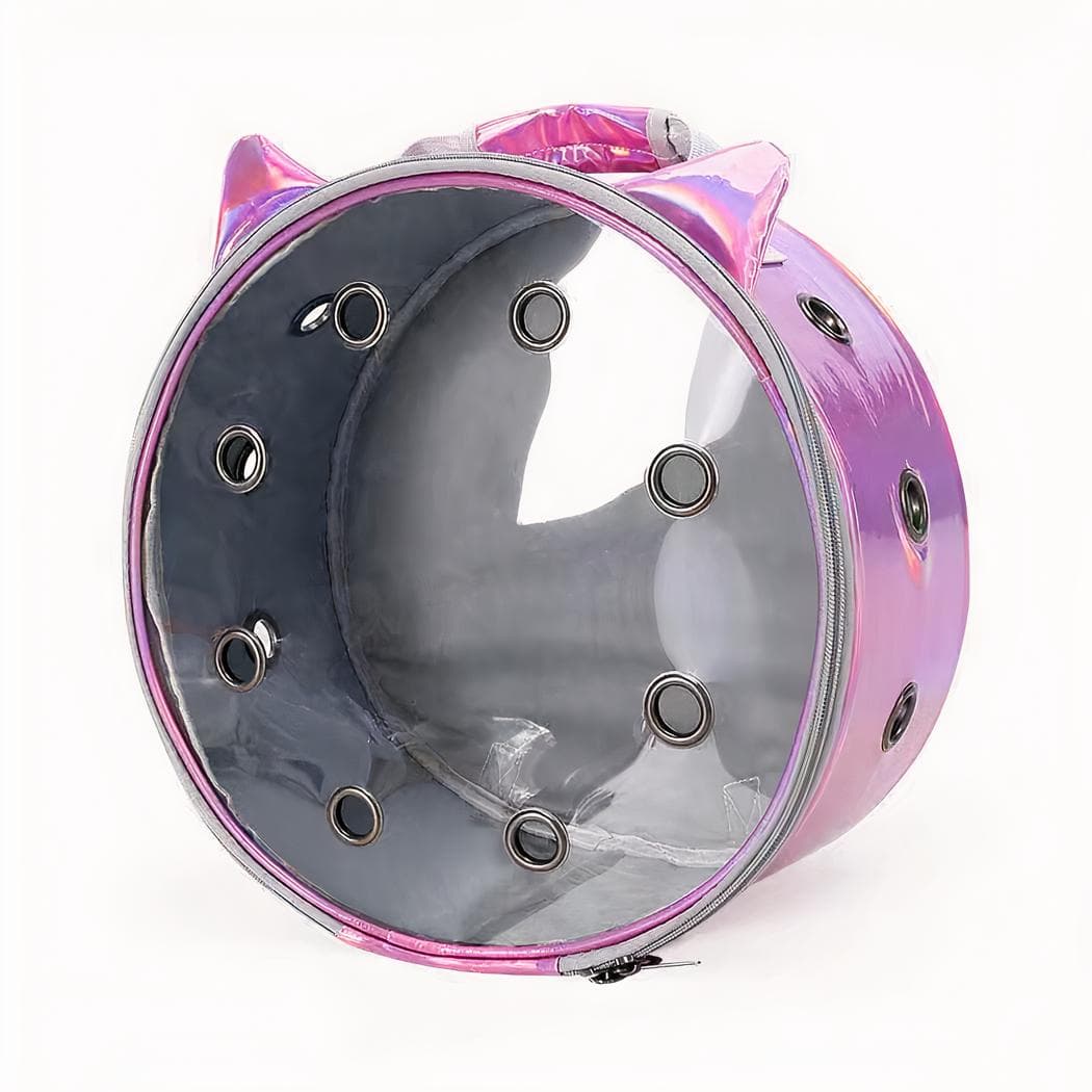 Sac à dos circulaire transparent pour animal - rose