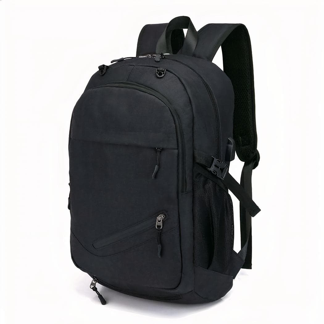Sac à dos de sport gris ou noir avec port USB - noir