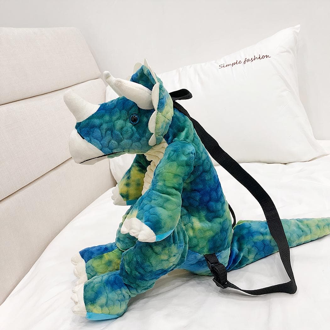 Sac à dos original d'un dinosaure en 3D - bleu